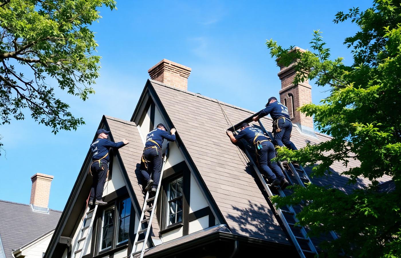 Evanston Roofers crew installing architectural shingles